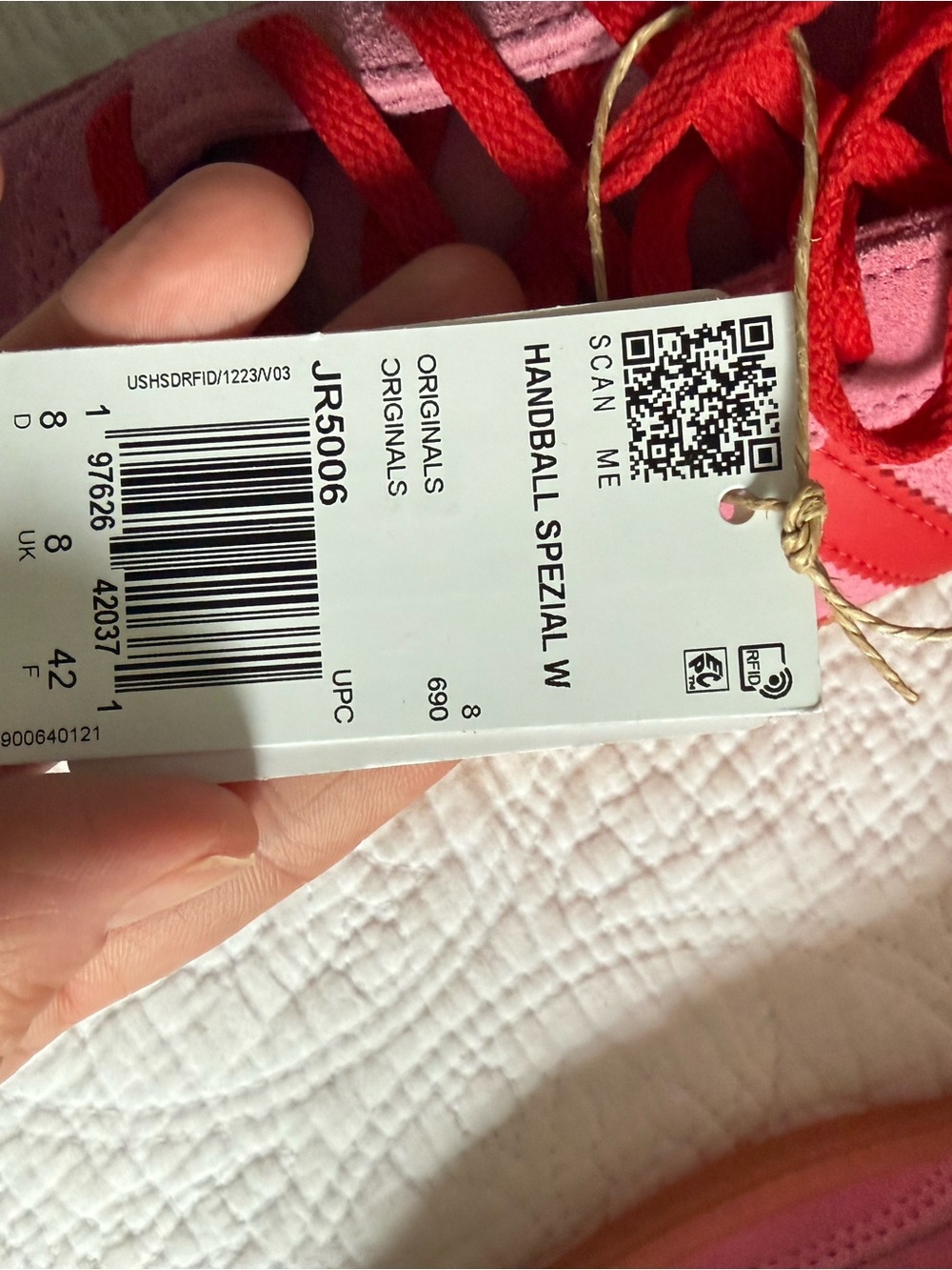 adidas Women's Pink Suede Sneakers with Red Accents - Picture 3 of 3